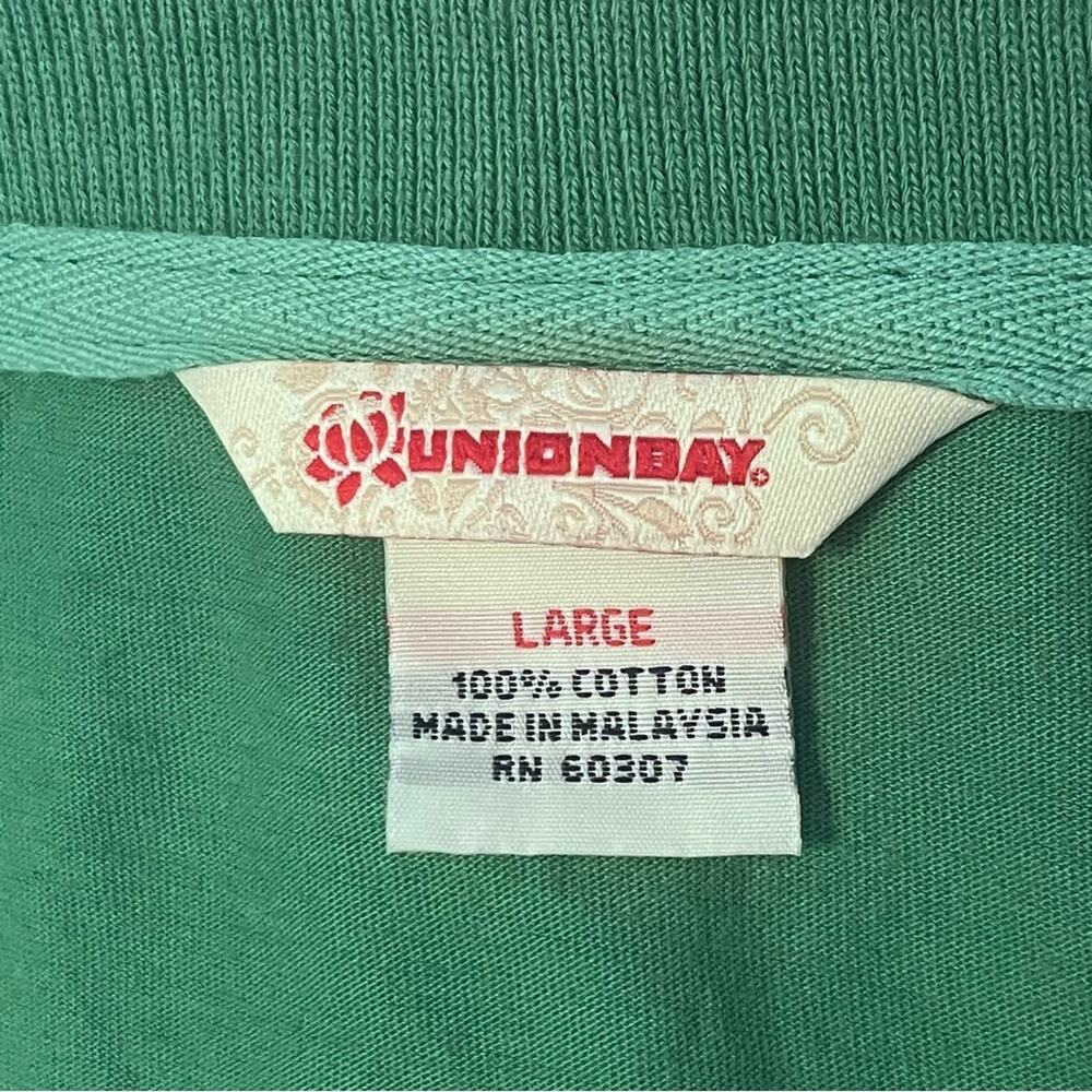 Vintage Y2K Union Bay Babydoll Top Womens Large Green Collared Polo Shirt - Picture 5 of 8